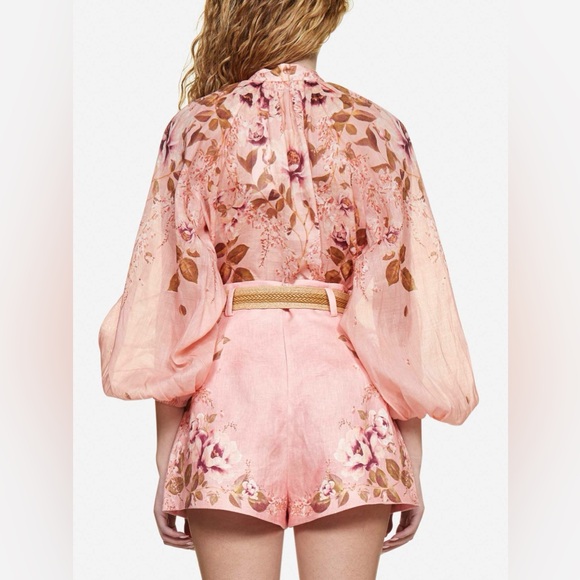 SOLD!! Zimmermann Women's Rosa Floral Tie-Neck Blouse Size 1 US 6-8 New - Picture 2 of 16